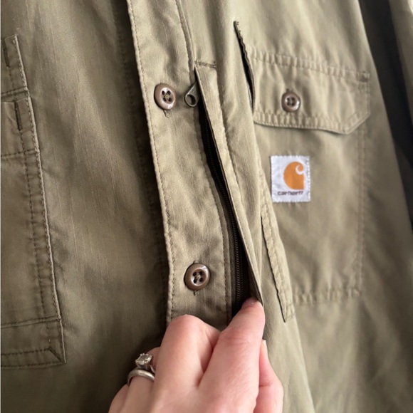 Carhartt Men's Button Front Tan Vented Shirt Short Sleeve 2XL - Picture 4 of 7